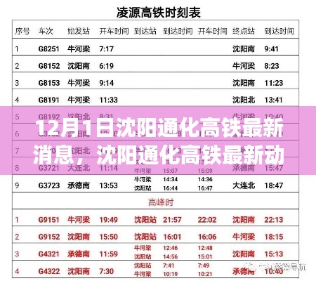 沈阳通化高铁里程碑时刻,最新动态与进展(12月1日更新)