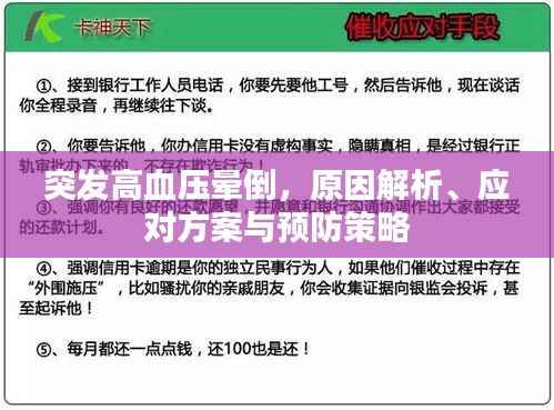 突发高血压晕倒，原因解析、应对方案与预防策略