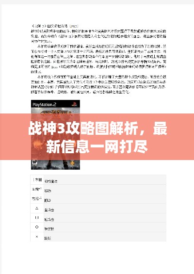 战神3攻略图解析，最新信息一网打尽
